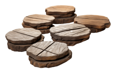 A group of stone steppings stacked on top of each other