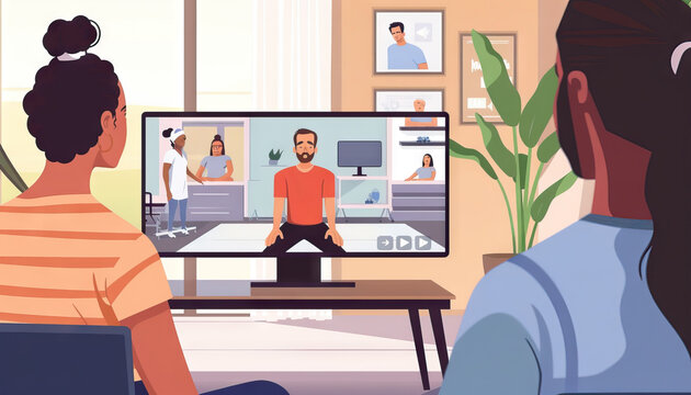 Virtual Physical Therapy Sessions: Remote Rehabilitation Support, virtual physical therapy sessions with a visual of a therapist guiding exercises via video conferencing