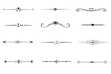 Elegant chapter dividers,Decorative elements for paper documents, Swirling frame elements ,Text separators for certificates,Delicate line and wave elements,Text delimiters,Ornate document dividers
