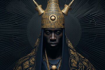 Venerable Priest church black african. Cross man religion. Generate Ai - obrazy, fototapety, plakaty