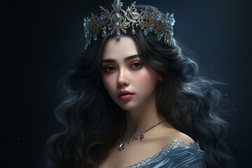 Naklejka na ściany i meble Vibrant Cute royal princess. Magic people. Fictional person. Generate Ai