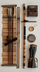 The Artistic Ensemble of Traditional Kyudo Archery Equipment 