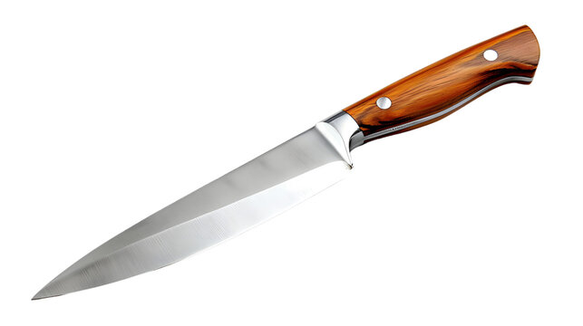 A transparent knife png file with a wooden handle and a silver blade