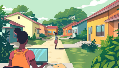 Bridging the Digital Divide: Visualizing the progress made in narrowing the digital gap, featuring before-and-after images of communities with improved access to technology and online resources