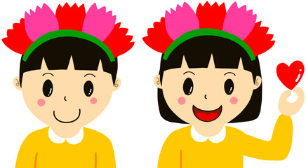 카네이션 머리띠 어버이날 스승의날 유치원일러스트 어린이집 남자아이 여자아이 유치원 원아 유치원생 유치원복