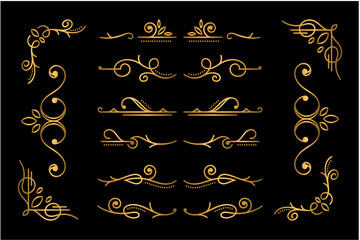 calligraphic ornamental element collection