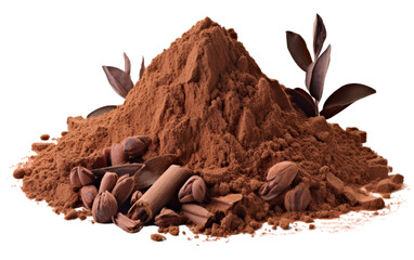 A heap of cocoa powder stands beside another mound, creating a textured and rich display