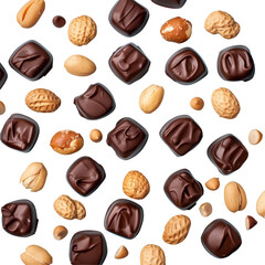 Delicious finger food made with chocolate covered nuts on a transparent background