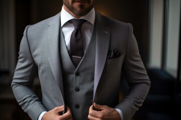 Polished Businessman suit. Nature studio person. Generate Ai