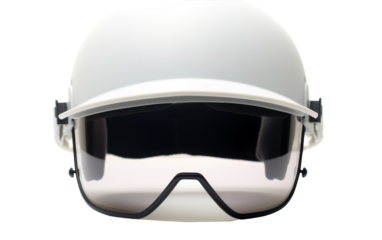 A white helmet with goggles resting on top, ready for the next exciting journey