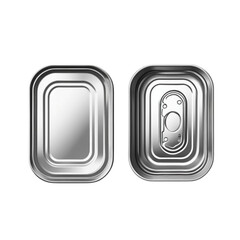 realistic empty tin can and without sardine tin font view on Isolated transparent background png. generated with AI 