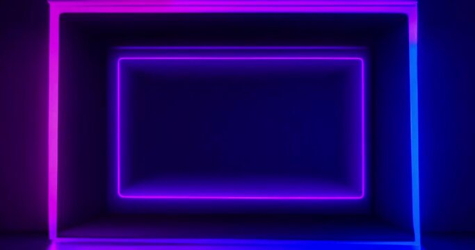 Dynamic Neon Frame: Vibrant Colors Zooming and Changing color