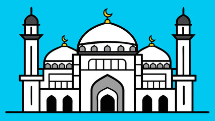 Exquisite Hand-Drawn Mosque Illustration Vector Art for Captivating Designs
