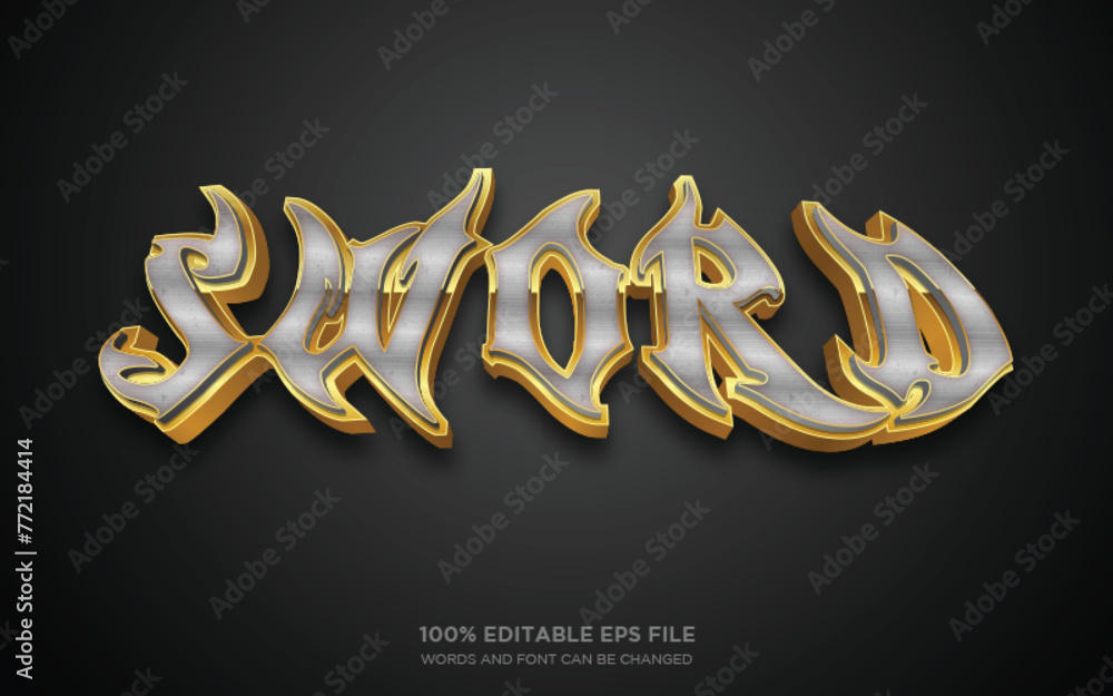 Poster sword 3d editable text style effect