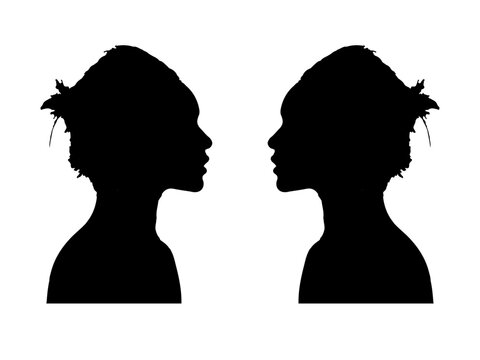 girl face, black silhouette , adobe stock picture