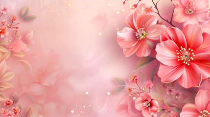 Fototapeta na wymiar Happy Monday typography text decorate with flower on pink background