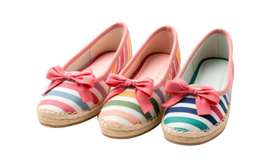 Colorful striped shoes with vibrant bows in a fun and playful design