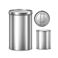 realistic empty tin can and without sardine tin font view on Isolated transparent background png. generated with AI