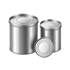 realistic empty tin can and without sardine tin font view on Isolated transparent background png. generated with AI