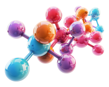 3d render illustration of molecule on white transparent background