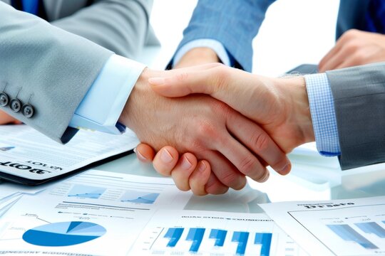 Successful Business Handshake Signifying Productive Corporate Partnership and Promising Commercial