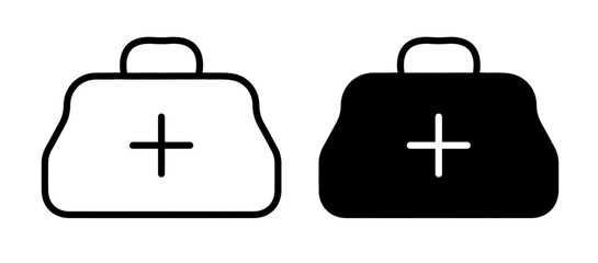 Emergency and Medical Services Icon Set with Doctor Bags for Health Care Providers