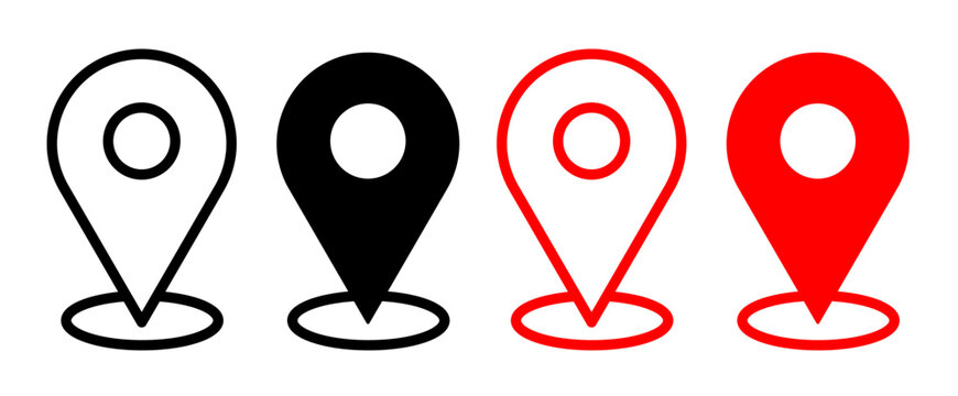 GPS Map Marker and Location Icon Set. Position Pinpoint and Destination Symbols.