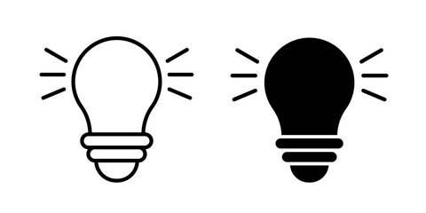 Innovation Bulb and Idea Icons. Electric Power Light and Intelligent Solution Symbols.