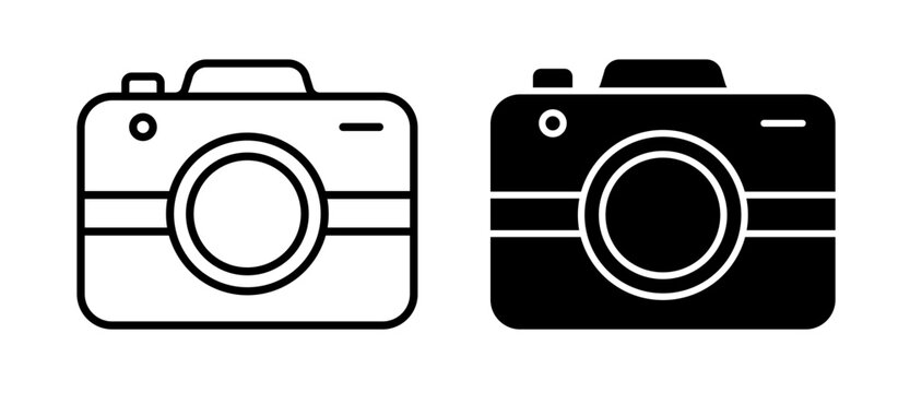 Camera and Photography Icons. Compact Photographer Camera and Equipment Symbols.