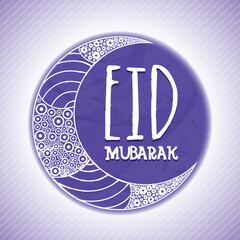 Elegant greeting card with creative Floral Crescent Moon on shiny background for Muslim Community Festival, Eid Mubarak celebration.