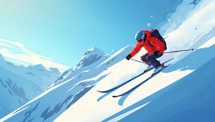 Naklejka na ściany i meble Alpine Adventure: Skiing and Snowboarding in the Swiss Alps