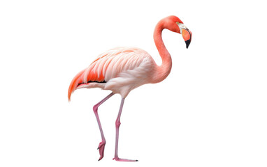 A majestic pink flamingo balances on its hind legs, showcasing its unique elegance and poise