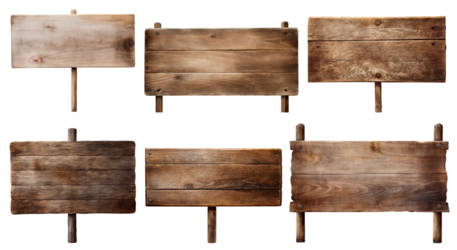 Set of wooden signs, cut out