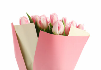 Bouquet of beautiful tulips isolated on white