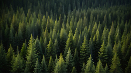 Healthy green trees in a forest of old spruce.generative.ai