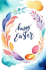 Happy Easter colorful paint lettering.