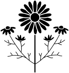daisy illustration floral silhouette flower logo spring icon bouquet outline blossom nature summer plant sun bloom leaf chamomile garden shape flora petal decoration for vector graphic background
