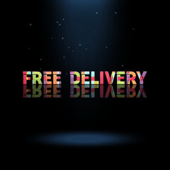 Naklejka na ściany i meble 3d graphics design, Free Delivery text effects
