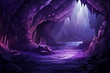 Vibrant Purple cave rock stone. Natural beauty. Generate Ai