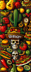 Obraz premium holiday vertical banner traditional mexican symbol