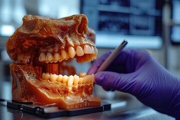A dentist using a 3D dental scanner for precise dental impressions