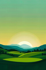 Obraz premium Background minimalist illustration poster design for a day of golf