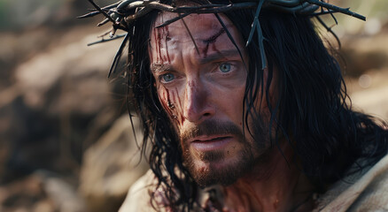 Jesus Christ with crown of thorns on his head