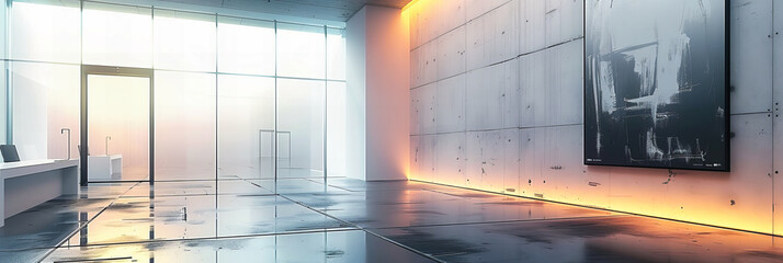 Modern Industrial Interior: A Spacious and Brightly Lit Space with Clean Architectural Lines and Contemporary Design
