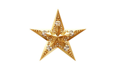 A luxurious gold and diamond star ornament shines brightly on a pristine white background