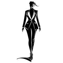 drawing of a businesswoman Silhouette on white background