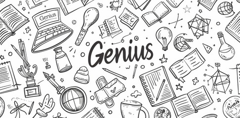 hand drawn doodle of school equipment