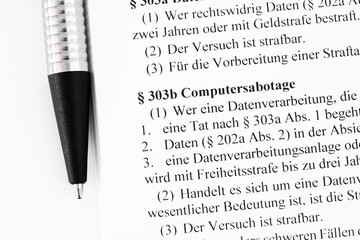 Computersabotage Strafgesetzbuch - obrazy, fototapety, plakaty