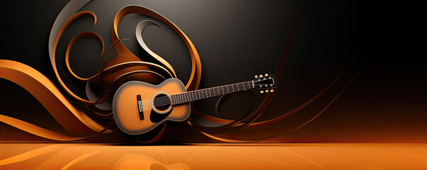 Classic guitar on floral abstract background