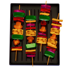BBQ Grill for camping , vegetables skewers on transparent background , 3D Rendering